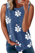 Crew Neck Floral Leopard Print Tank Top